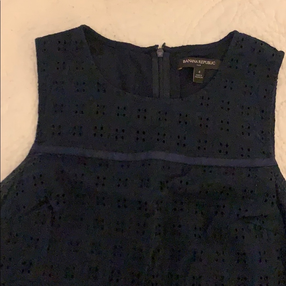 Navy blue eyelet dress